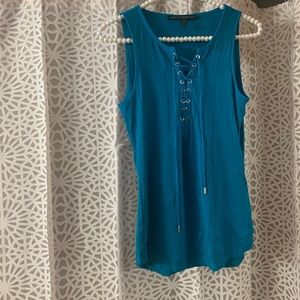 WHBM Turquoise lace up tank - XS